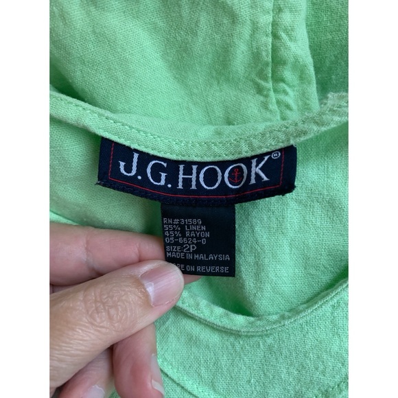 JG Hook Lime Green Linen Blend Dress Women’s Size 2P - Picture 4 of 4